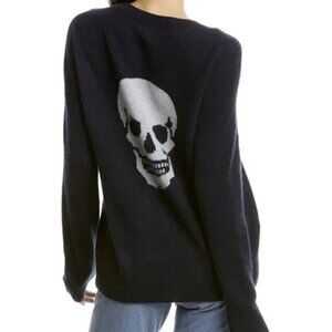 Skull Cashmere Madison Skull Print Cashmere In Navy - Size Large